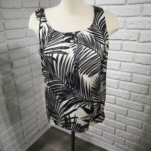 Dana Buchman Ladies B&W Leaf Pattern Size Medium Fully Lined Sleeveless Top